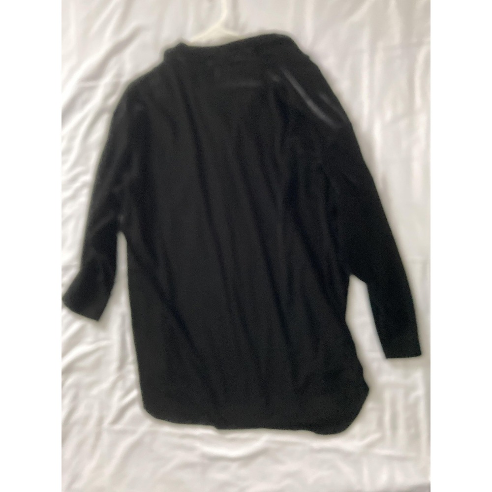 Vtg. Beija Flor Shirt Women XL Black Velvet Stretch Tunic Top Long Sleeve USA - Picture 2 of 12